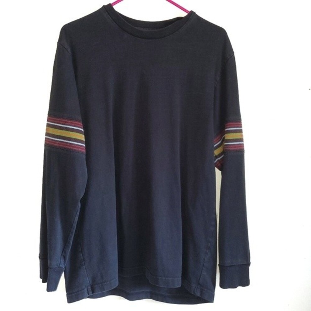 Supreme Stripe Panel Long Sleeve Shirt Black Medium Skate Streetwear FW18